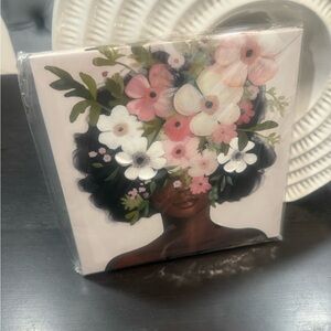 Floral Art Canvas with Woman's Silhouette